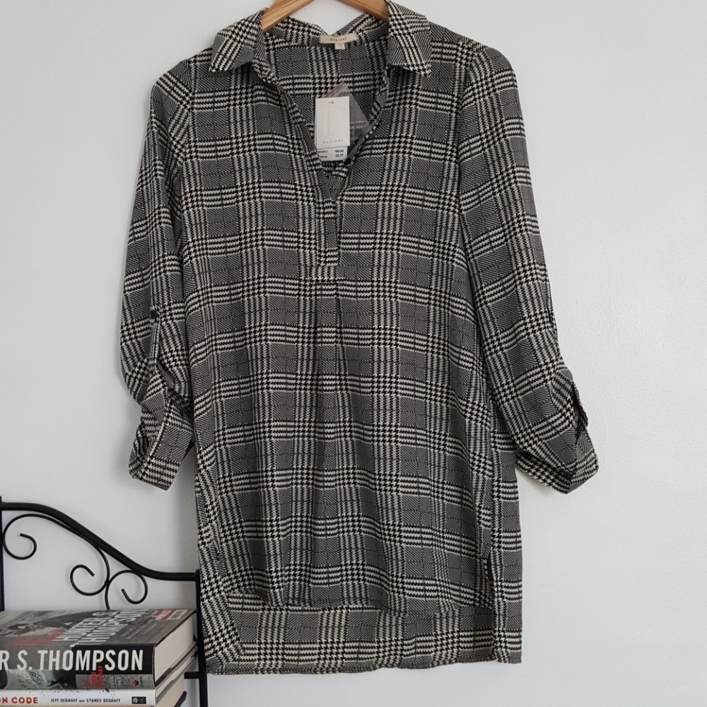 Pleione xs herringbone tunic blouse